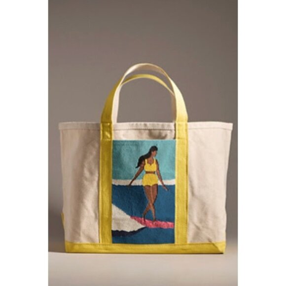 Beaded Large Canvas Tote Beach Bag - Picture 1 of 1